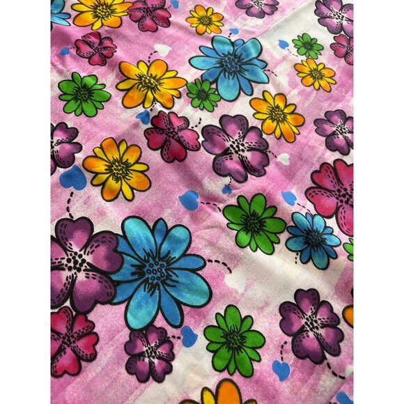 Hancock Fabrics pink with multi colored flowers fabric - Picture 3 of 3